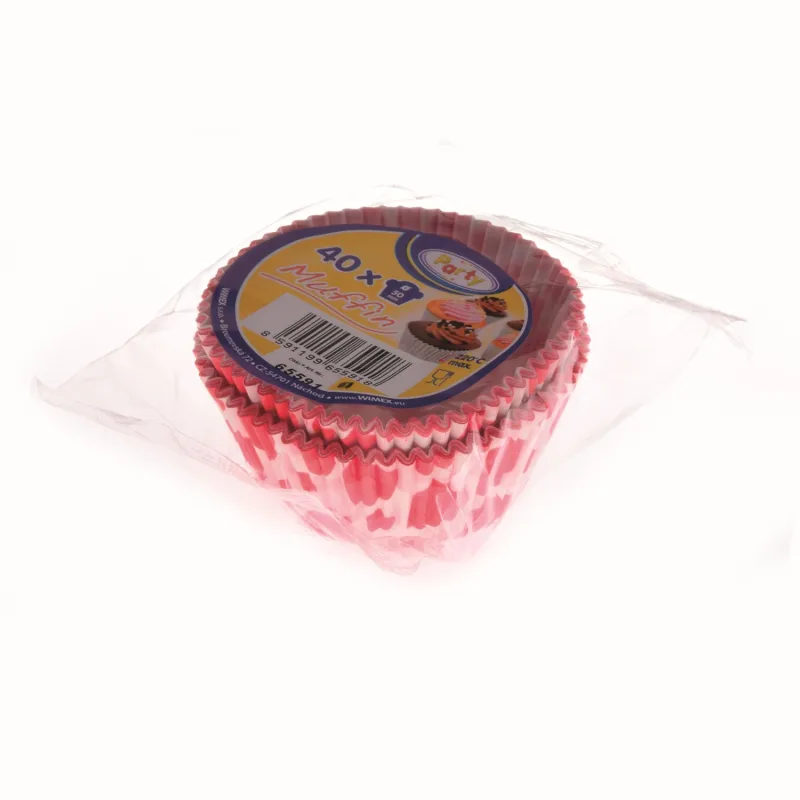 Cukrářské košíčky na muffiny "Červená srdíčka" Ø 50 x 30 mm [40 ks] (65591 - 4A)