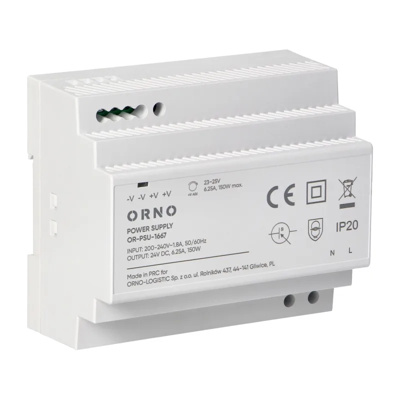 ORNO Napájací zdroj na DIN lištu 24VDC, 6.25A, 150W, 6 modulov