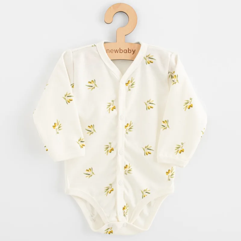 Dojčenské celorozopínacie body s dlhým rukávom z organickej bavlny New Baby Olivy