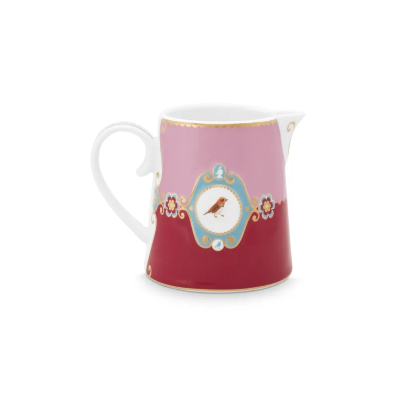 Pip Studio Love Birds Medallion mlékovka 270ml, červeno-růžová