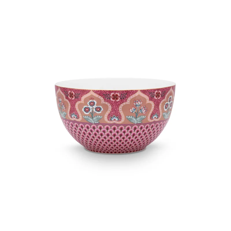 Pip Studio Flower Festival miska Ø18cm, tmavě růžová