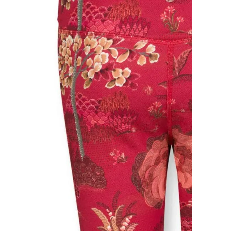 Pip Studio Belinda legínové kraťasy Japanese Garden, červené