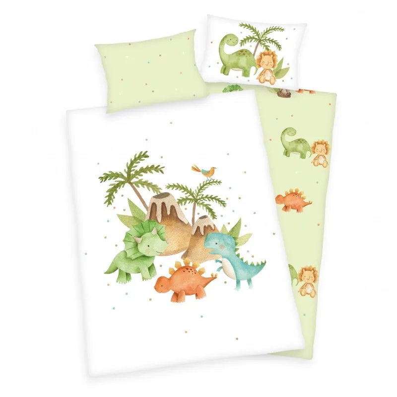 Herding Green obliečka do postieľky z BIO bavlny Baby Dinos 100x135/40x60 cm