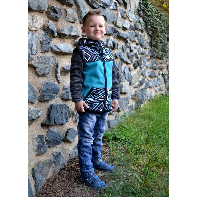 Detská vesta softshellová s kapucňou