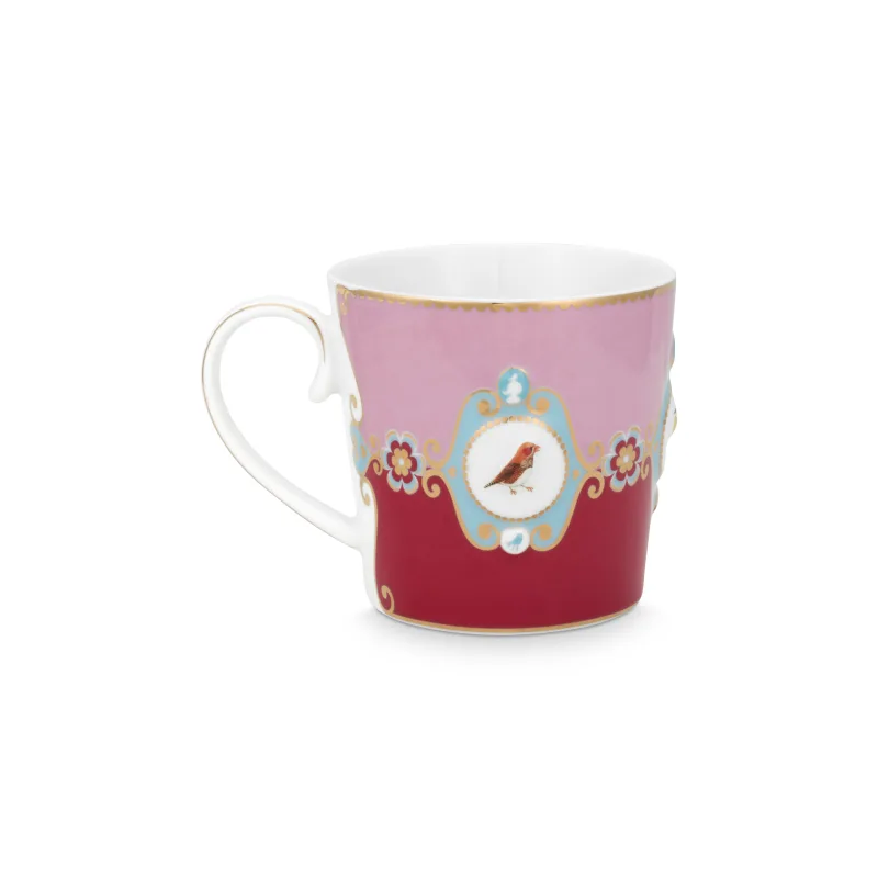 Pip Studio Love Birds Medailon hrnek 225ml, červeno-růžový