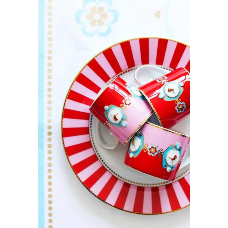 Pip Studio Love Birds Medailon hrnek 225ml, červeno-růžový