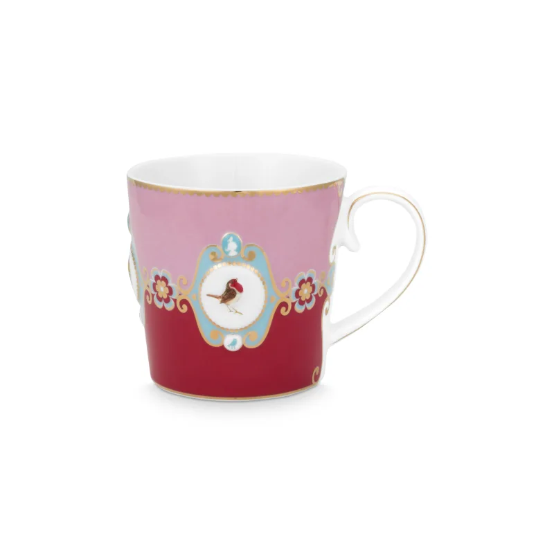 Pip Studio Love Birds Medailon hrnek 225ml, červeno-růžový