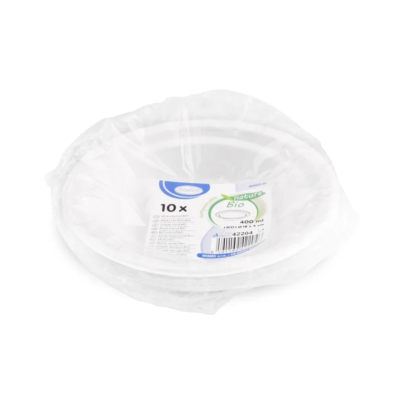 Miska kulatá BIO cukrová třtina 400 ml, Ø 18 x 4 cm [10 ks] (42204)