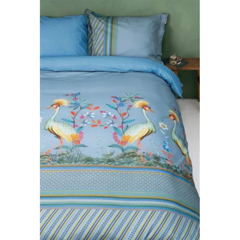 Pip Studio perkálové povlečení Flirting Birds Blue světle modré 200x200 + 2x 70x90 cm