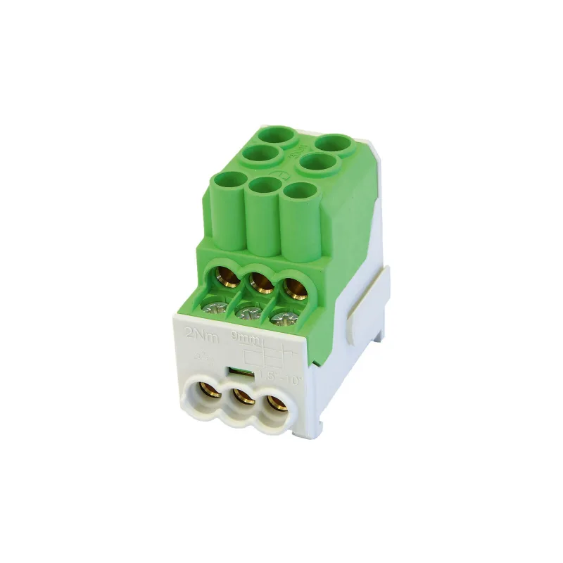 SIMBLOCK Rozbočovacia svorka 25mm2 SDB 100 zelená Al/Cu vstup 2x25mm2 výstup 6x10mm2