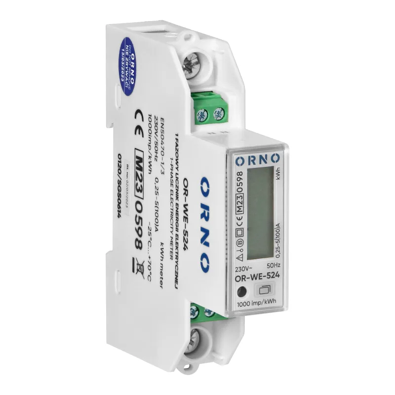 Elektromer jednofázový na DIN lištu ORNO OR-WE-524 0,25-40A MID 100A obojsmerný