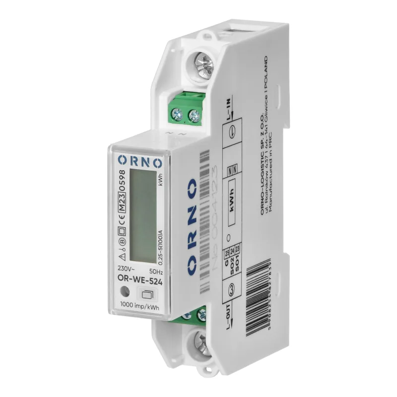 Elektromer jednofázový na DIN lištu ORNO OR-WE-524 0,25-40A MID 100A obojsmerný