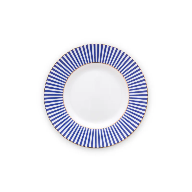 Pip Studio Royal stripes talíř Ø12cm, bílo-modrý