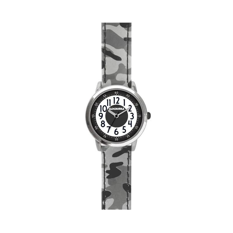 Svítící šedé chlapecké hodinky CLOCKODILE ARMY CWB0032 s maskáčovým vzorem