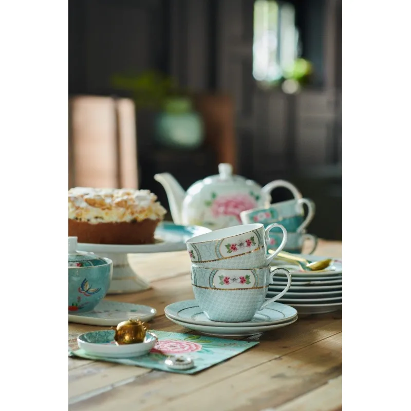 Pip Studio Blushing Birds blue odkládací tácek na čajové sáčky, modrý
