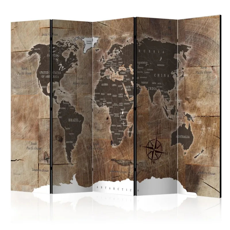 Artgeist Paraván - Room divider – Map on the wood