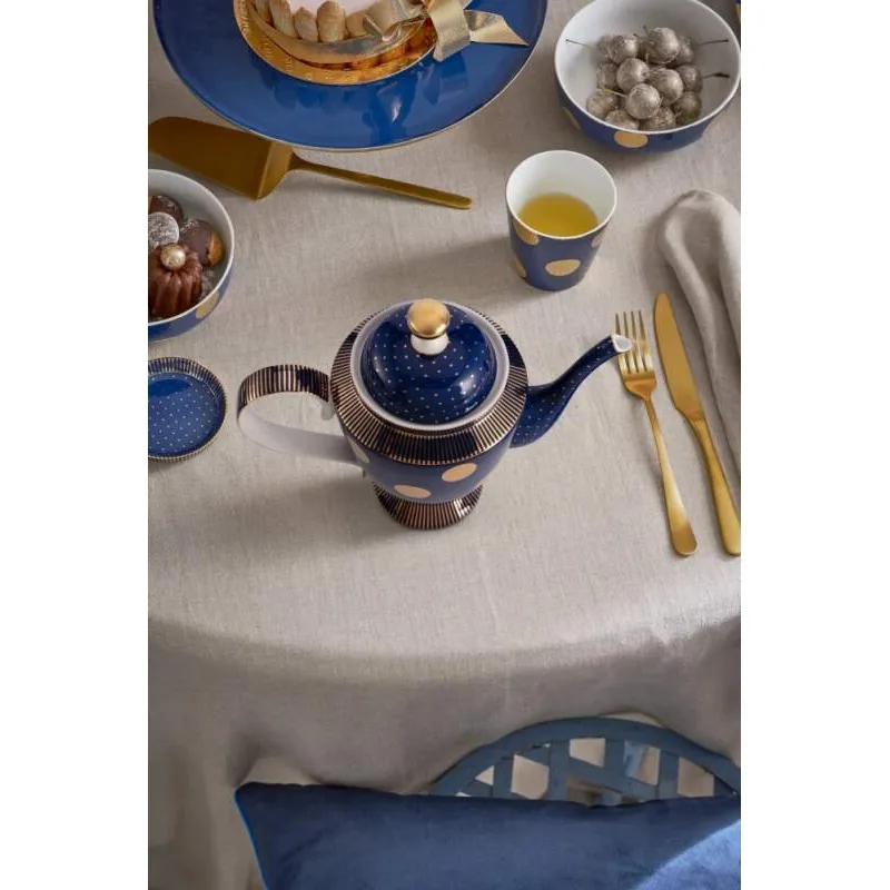 Pip Studio Dot Delight Navy-gold čajová konvice 1,25l, modrá-zlatá