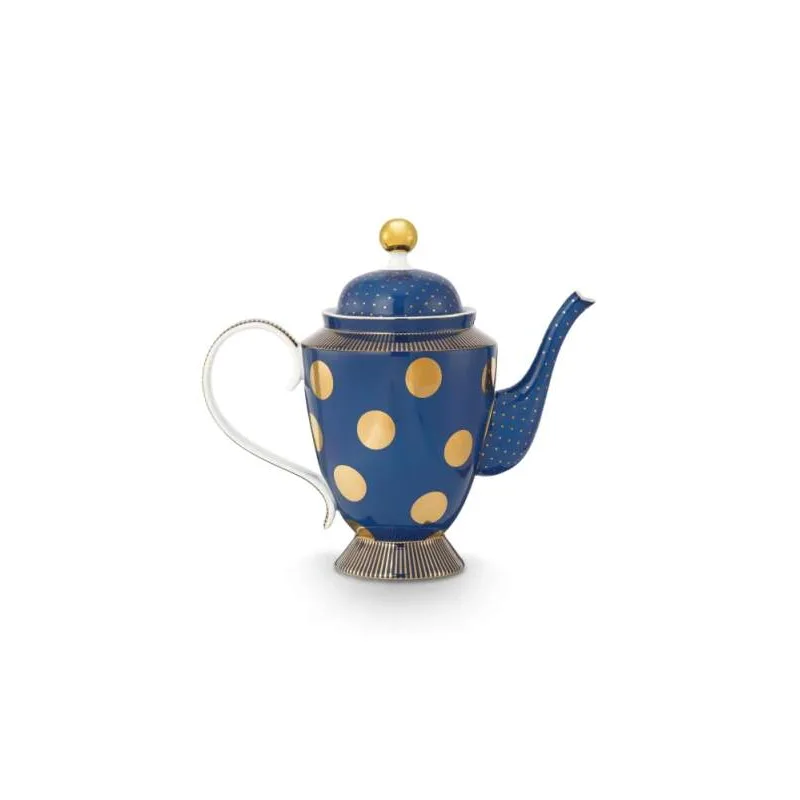 Pip Studio Dot Delight Navy-gold čajová konvice 1,25l, modrá-zlatá
