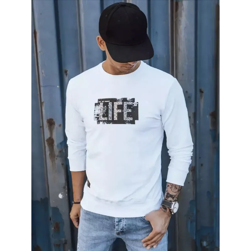 Dstreet pánska mikina LIFE BX5362 biela XXL