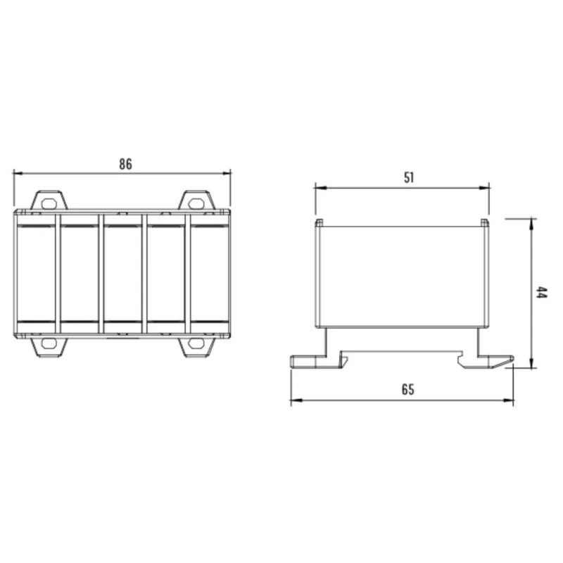 ELEMAN Svorka univerzálna UK 50/3x1A+N/PE, 160A, 5x50mm2 5pól, AL/CU, krytá, 3 x sivá/modrá/zeleno-žltá, na DIN a Montážnu dosku