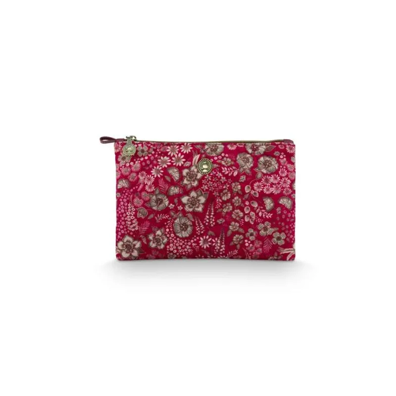 Pip Studio sametové pouzdro Charly Quilted Daisy Dream střední, červený