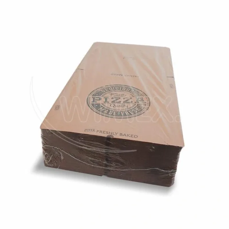 Krabice na pizzu (mikrovlnitá lepenka) E6 kraft s potiskem 33 x 33 x 3 cm [100 ks] Zasílání poštou (72063E)