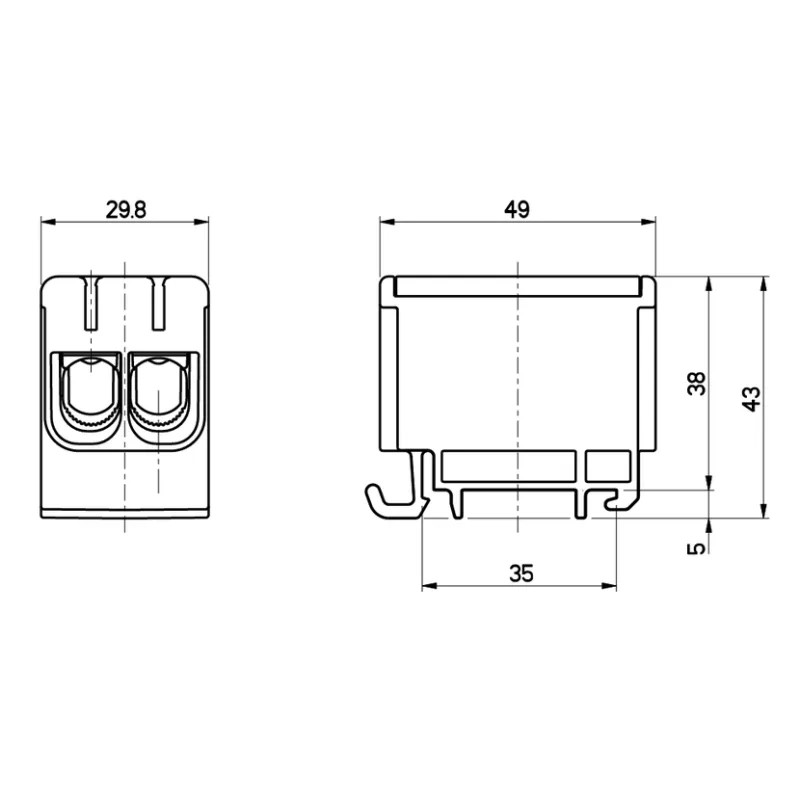 ELEMAN Svorka univerzálna dvojitá UK 50/2 N, 160A, 2x50mm2 1pól, AL/CU, krytá, modrá, na DIN lištu