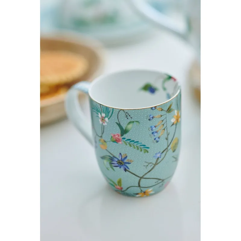 Pip Studio Jolie flowers blue, sada 2 hrnečků 145ml, dárkové balení, modré