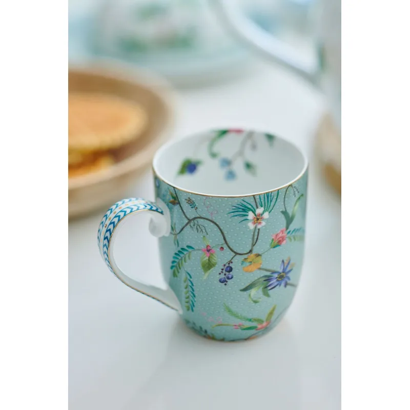 Pip Studio Jolie flowers blue, sada 2 hrnečků 145ml, dárkové balení, modré