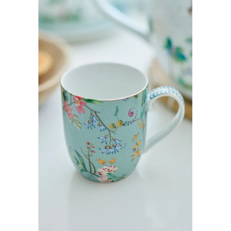 Pip Studio Jolie flowers blue, sada 2 hrnečků 145ml, dárkové balení, modré