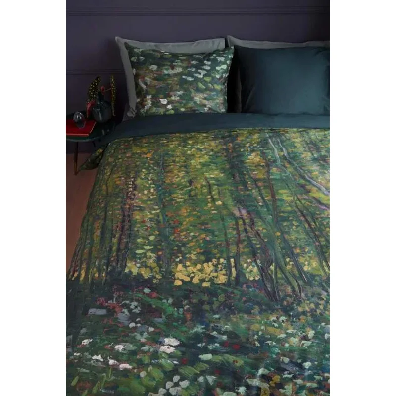 Van Gogh prodloužené povlečení Trees Green, 140x200/220 + 60x70, bavlněný satén 220TC, holandský typ