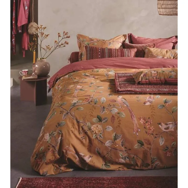Pip Studio perkálové povlečení Good Nightingale okrové 200x200+2x 70x90 cm