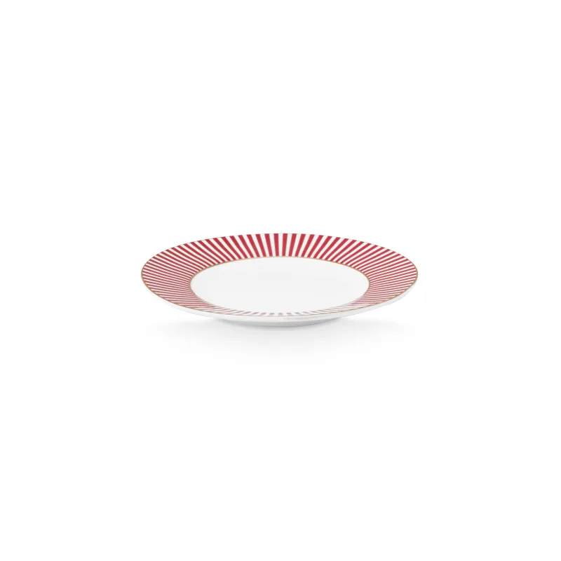 Pip Studio Royal stripes talíř Ø12cm, Bílo-tmavě růžový