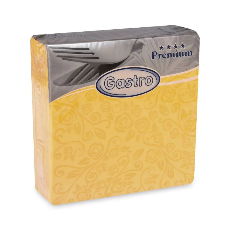 Ubrousky PREMIUM "dekor R" z netkané textilie žluté 40 x 40 cm [50 ks] (89205)