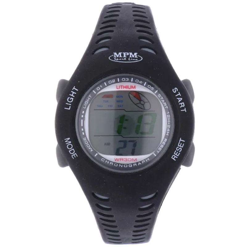 MPM Černé digitální hodinky MPM 352-RO180L (čer-šed)