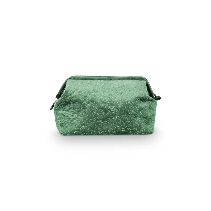 Pip Studio sametová kosmetická taška Velvet Quilted, zelená