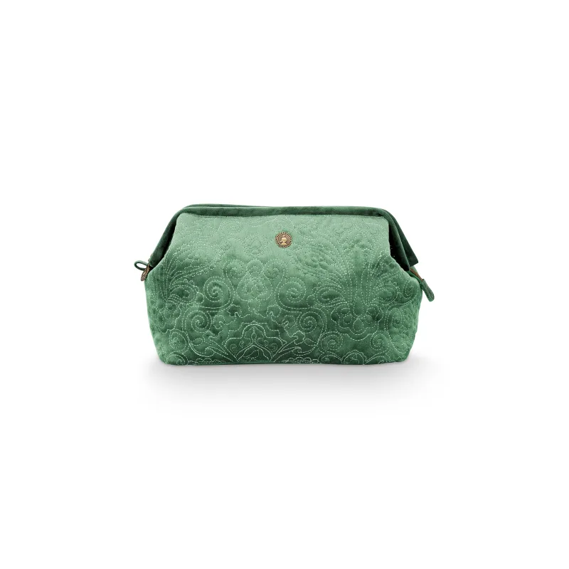 Pip Studio sametová kosmetická taška Velvet Quilted, zelená