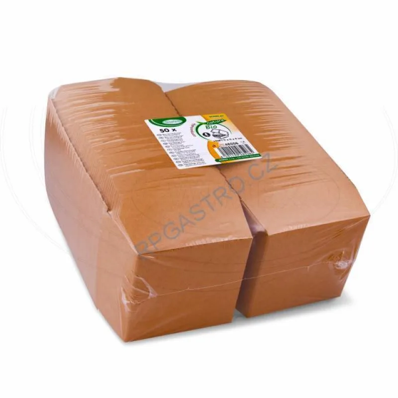 Burger boxy (PAP FSC Mix) nepromastitelné kraft 110 x 110 x 90 mm [50 ks] (48506) (Papírová krabička na hamburger 11 x 11 x 9 cm, 50 ks)