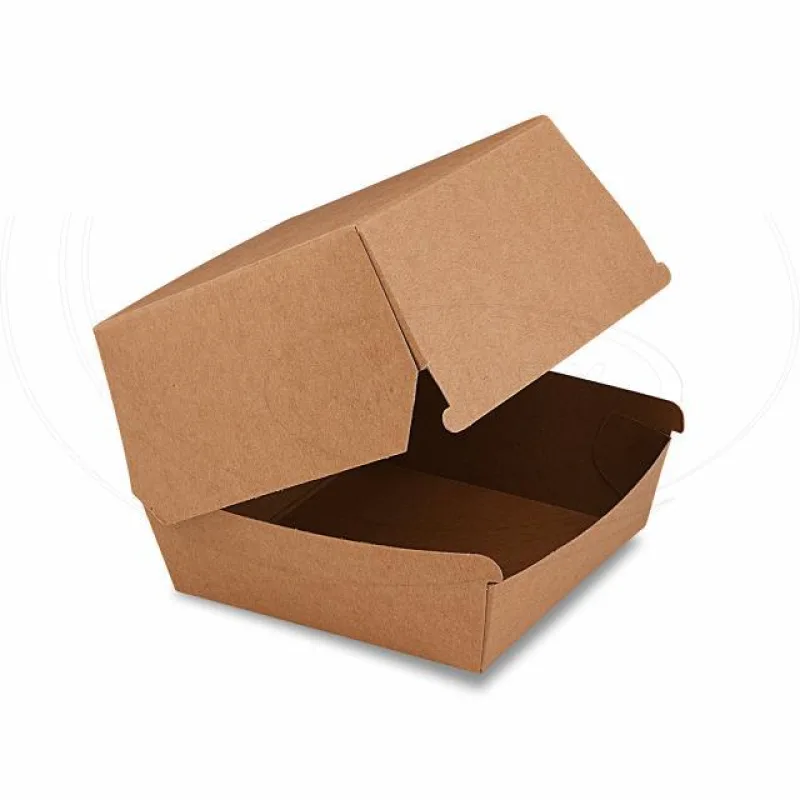 Burger boxy (PAP FSC Mix) nepromastitelné kraft 110 x 110 x 90 mm [50 ks] (48506) (Papírová krabička na hamburger 11 x 11 x 9 cm, 50 ks)