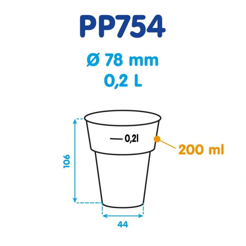 Kelímek vratný 0,2 l Reware Cheers, kouřový (PP) [50 ks] (PP754)