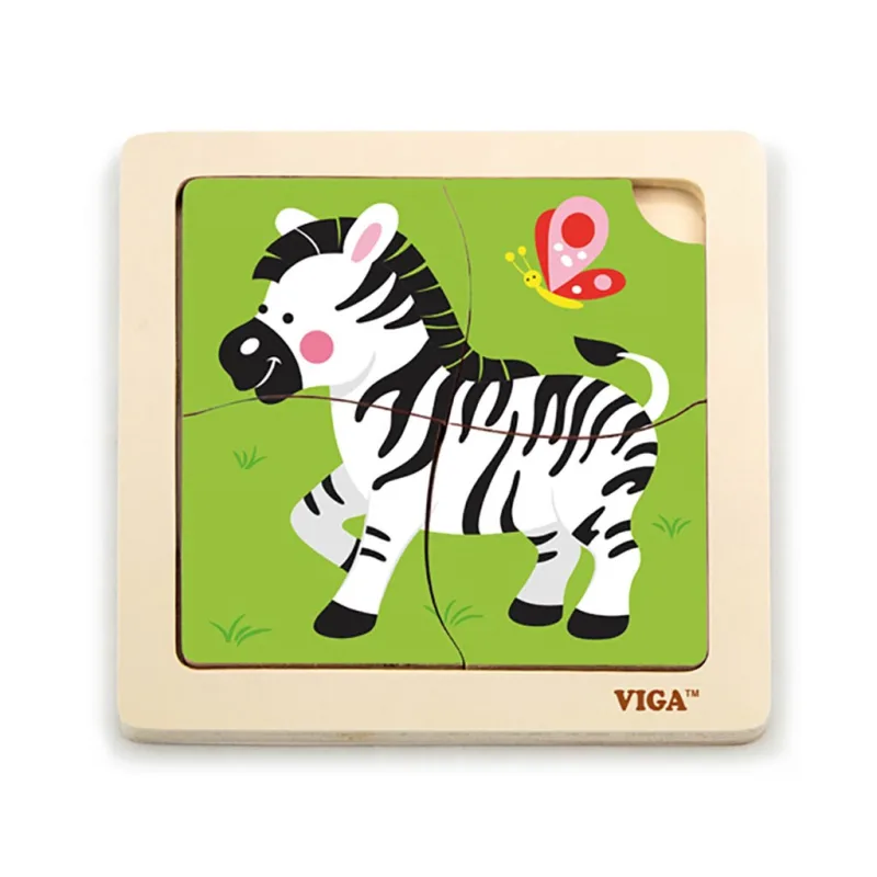 Drevené puzzle pre najmenších Viga 4 ks Zebra