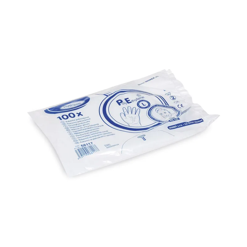 Rukavice jednorázové LDPE pro muže (velikost L) [100 ks] (68117 - 5D)