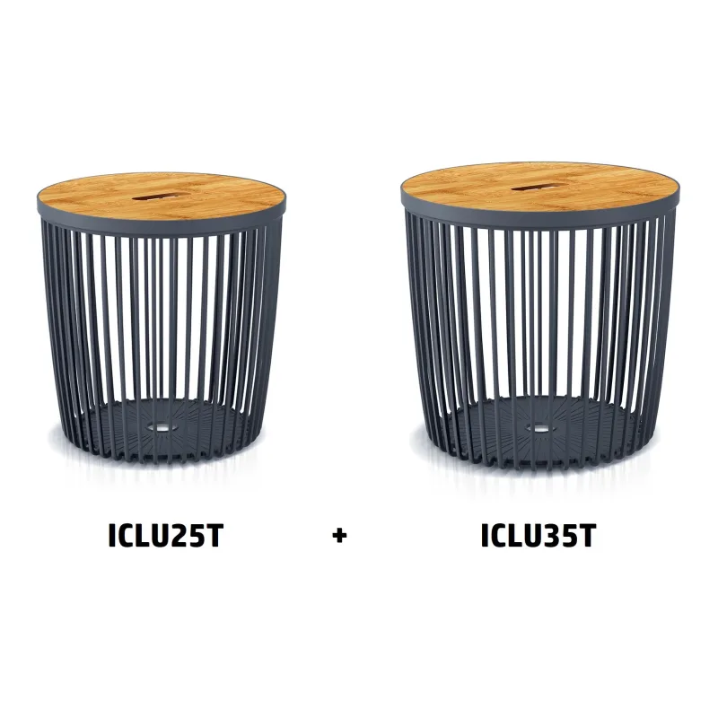 Prosperplast s.r.o. Univerzálne dekoračné koše CLUBO Set 2 s bambusovými viečkami 25+35l antracit úložný box ICLU2TS-S433