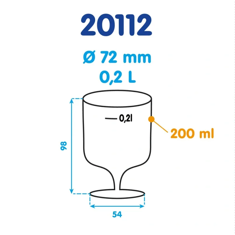 Kelímek vratný (PP) na stopce opakovaně použitelný Ø72mm 0,2L [10 ks](20112)