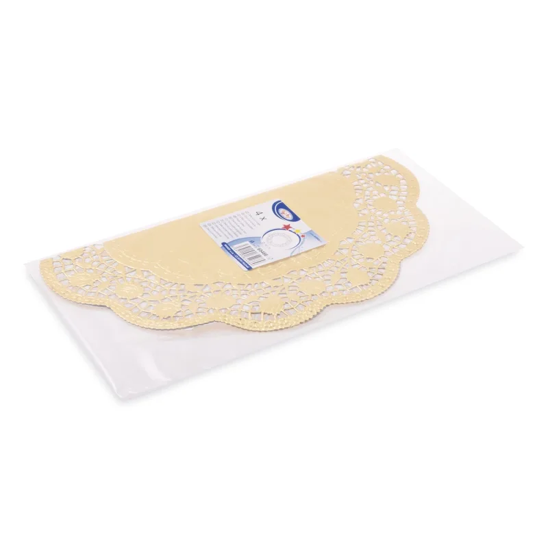 Dekorativní krajky kulaté zlaté Ø 36 cm [4 ks] (65466)