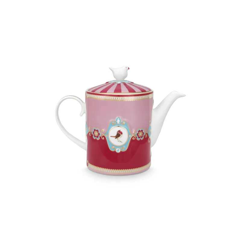 Pip Studio Love Birds čajová konvice 1,3l, červeno-růžová