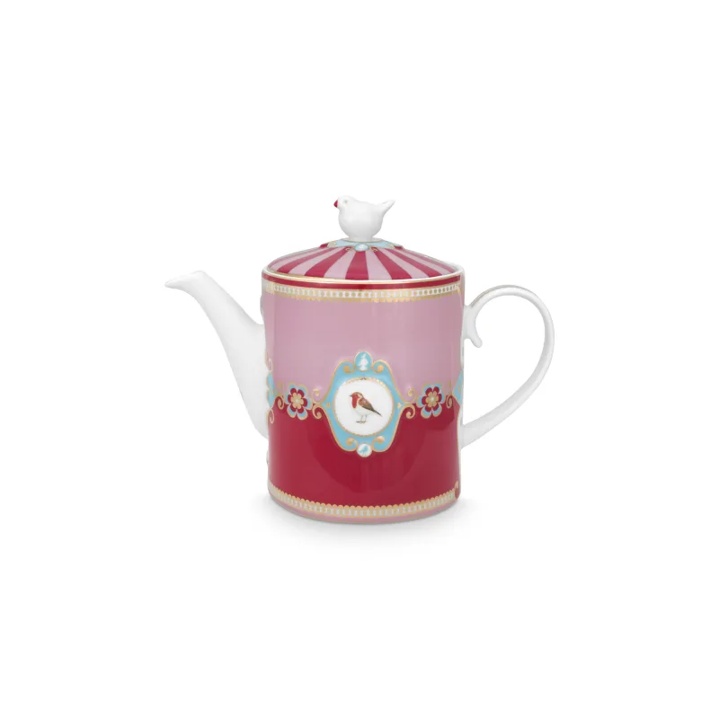Pip Studio Love Birds čajová konvice 1,3l, červeno-růžová