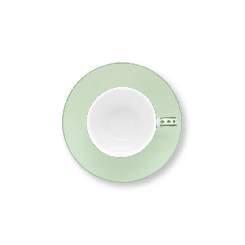 Pip Studio Lily & Lotus sada 2ks espresso šálků s podšálky 100ml, zelená