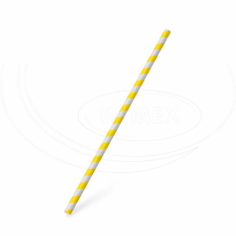Slámky papírové JUMBO žlutá spirála 25 cm, Ø 8 mm [100 ks] (40705)