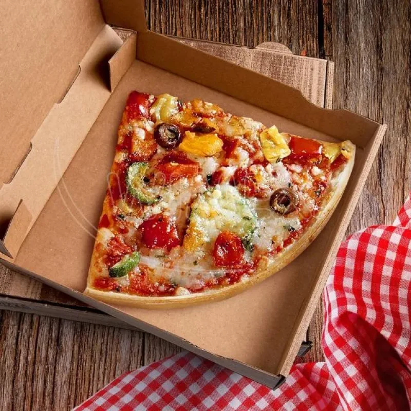 Krabice na pizzu (mikrovlnitá lepenka) kraft (PAP) 24 x 24 x 4 cm [100 ks](71824)
